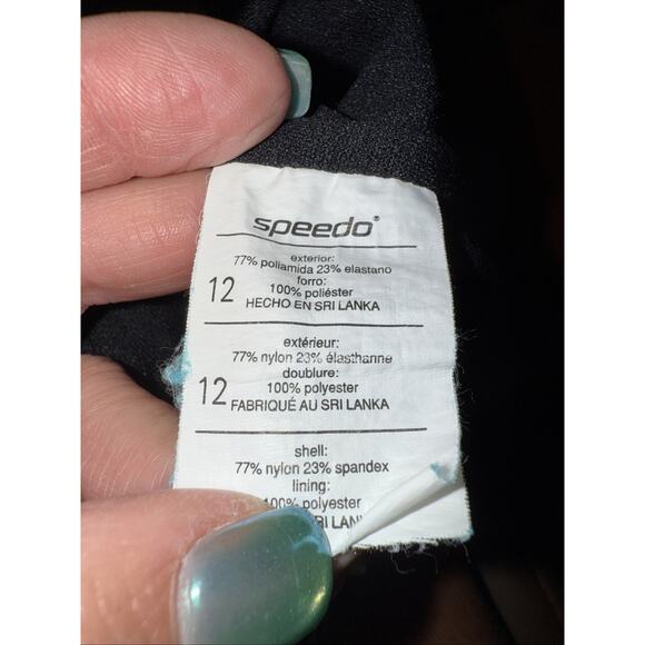 Speedo Size 12 Black & White Tank Swimsuit One Piece Athletic Recreation - Picture 9 of 9